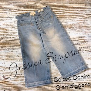Jessica Simpson Demin Capris Culottes Clamdiggers With Belt Size 0
